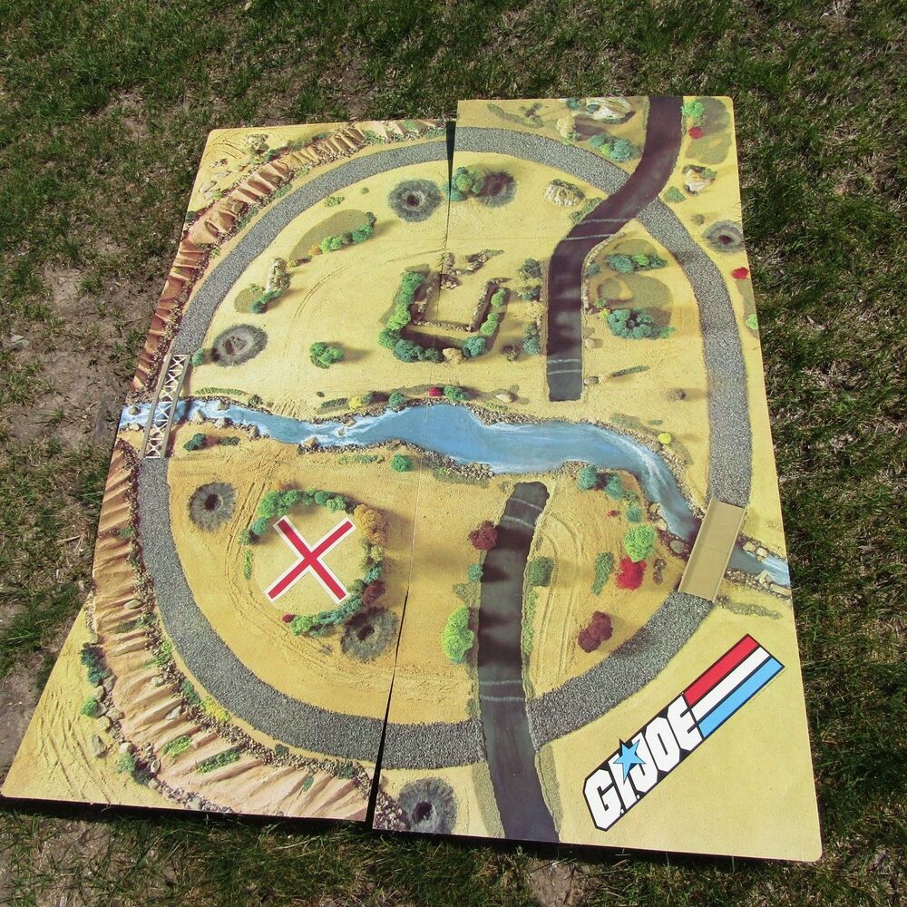 Vintage GI JOE Train Mat 1983 Battleground Card Board Scenery Layout 42" x 53"